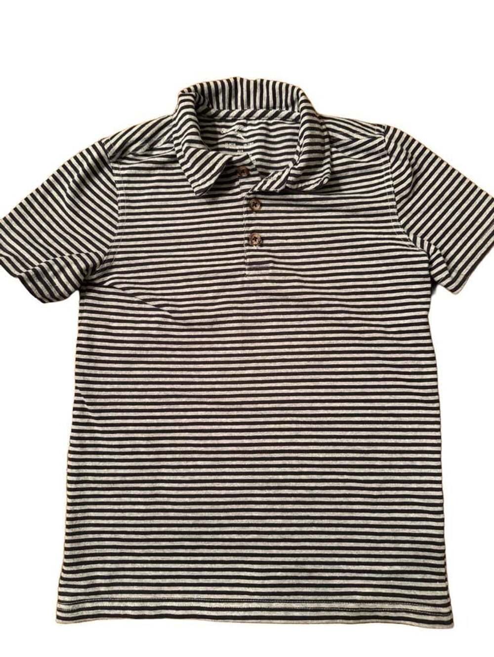 Tommy Bahama Striped Polo Shirt Size M 7/8 Navy Blue Gray b1534